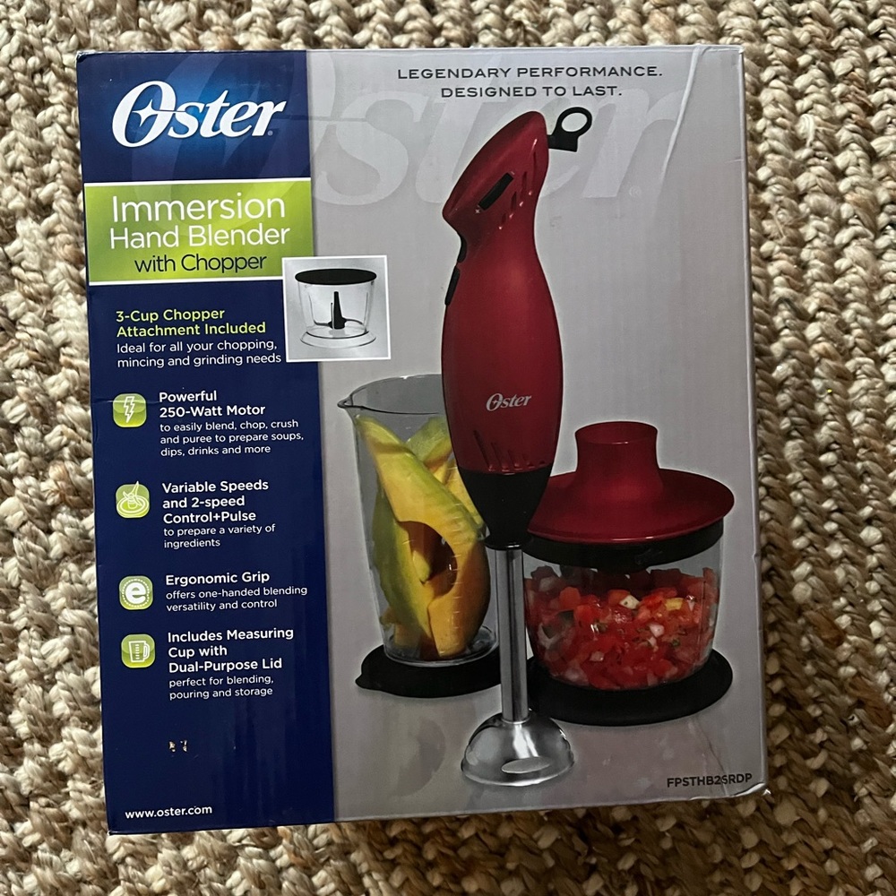 Oster Red Immersion Hand Blender with Chopper
